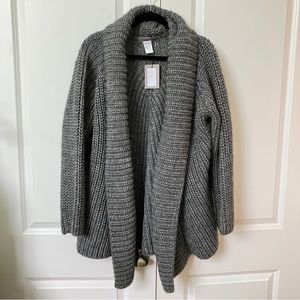Anthropologie Elsamanda Gray Chunky Knit Open Front Cardigan Sweater